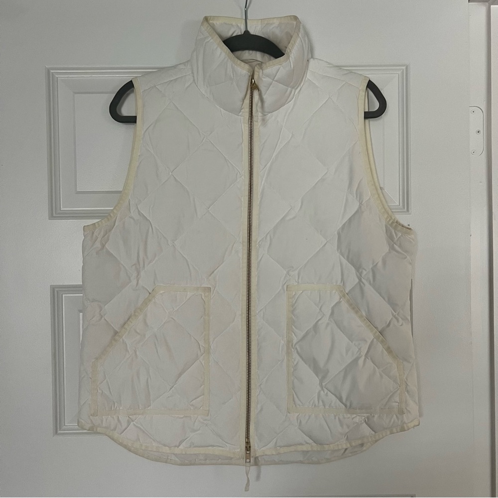 J. Crew Ivory Cream Quilted Puffer Vest